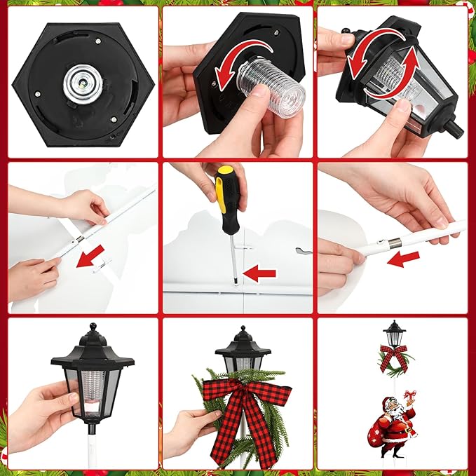 Tuanse 2 Pack Solar Christmas Outdoor Decoration 52 Inch Solar Xmas Snowman & Santa Pathway Lights Metal Garden | Lumora