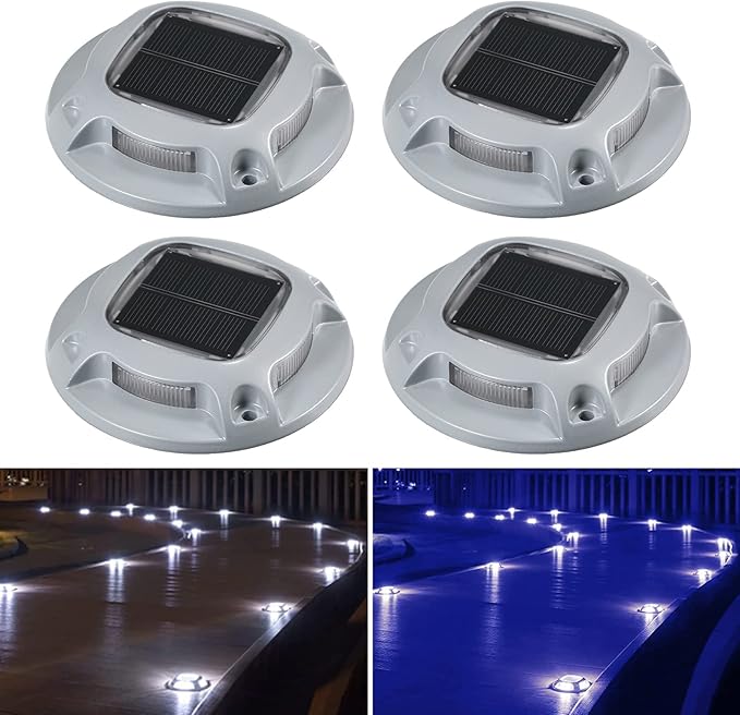 Zerodis Driveway Lights, Sensitive Light Control Outdoor Warning Step Lights High Bright Solar Deck Light Ip68 Water Proof Design Lamp for Sidewalk Stair Garden Pathway