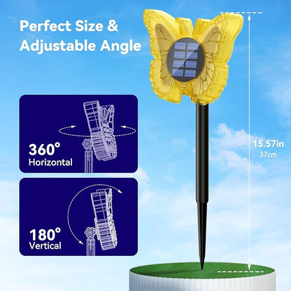 Solar Butterfly Lights Outdoor-Color-Changing 3D Glow-2-in-1 Wall & Ground-Butterfly Lights for Outside-Waterproof Garden Decorations for Patio Lawn Yard Fence Backyard Decor (6 Pack)