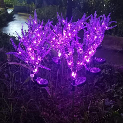 Solar Light Outdoor Garden Decorative Lavender Flowers 2 Pack, Waterproof Solar Garden Lights with Purple Flowers, Color Changing LED Solar Powered Landscape Lights for Yard Garden Patio