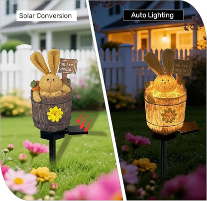 Solar Garden Bunny Lights Outdoor, Waterproof Solar Decorative Lights Outdoor Rabbit Bunny Statue Solars Garden Decorations Outside Solars Light for Yard Lawn Pathway Patio (You are Special)