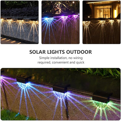 4pcs Solar Stair Lights Outdoor Waterproof Fence Lamps Solar Powered Decorative Step Lighting for Patio Garden Pathway Random Color