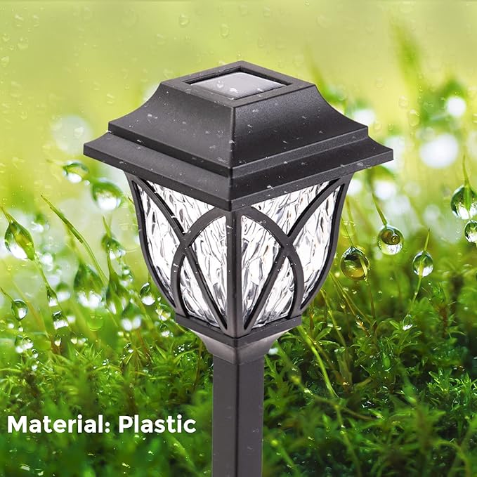 LAUREL CANYON 6 Pack Garden Solar Path Lights, Outdoor Solar Walkway Lights with LED Light Bulbs for Garden, Lawn, Pathway, Yard, Driveway Black