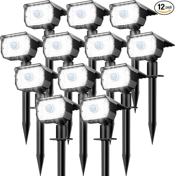 nipify Solar Spot Lights Outdoor Motion Sensor with 3 Modes, [ 12 Pack/56 LED ] Solar Spotlights Outdoor Waterproof | Lumora