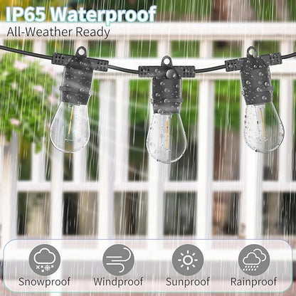 LED Outdoor String Lights, Shatterproof Waterproof 108Ft (Maximum 918Ft) Hanging Warm 2700K S14 Edison Bulbs Lighting for Patio Yard Porch Bistro Garden (108FT)