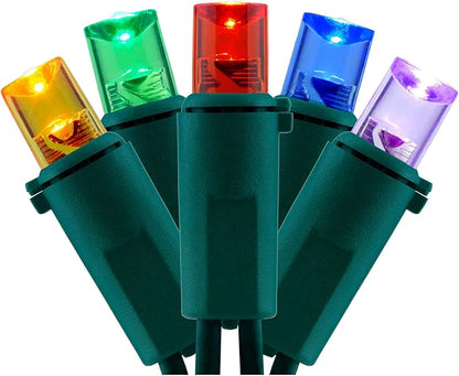 YULETIME 200 Multicolor Wide Angle LED Christmas Lights, 66 Feet Green Wire UL Certified 5mm Holiday String Light Set (Multicolor)