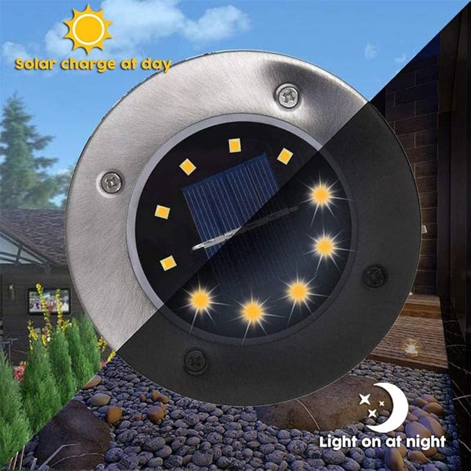 Ulalaza 4Pcs Solar Ground Lights 16 LED Waterproof Outdoor Garden Lights for Yard Driveway Lawn Pathway (Warm White) | Lumora