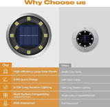 Solar Ground Lights,12 Pack Flat Solar Lights Outdoor Waterproof, Bright LED Solar Disc Lights, 6000K Cool White | Lumora