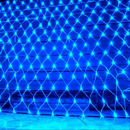 2 PACK Outdoor Garden Light - Waterproof Net Lights, 200 LED Battery Operated Tree String Light with 8 Modes, Mesh Curtain Lights for Garden Patio Yard Christmas Party Tree and Holiday Decor( Blue)