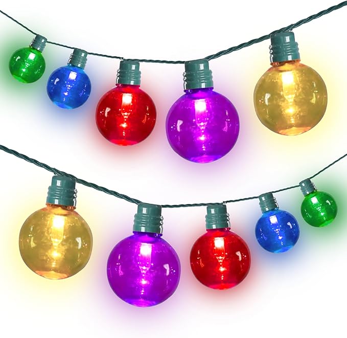 Afirst 21ft Colored Outdoor String Lights Waterproof, 35 Shatterproof Plastic LED Bulbs, UL Listed Patio Lights for Garden, Backyard, Porch, Balcony (Multi-Colored)