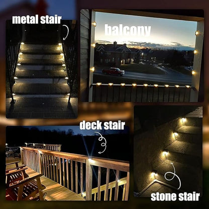 Step Lights Waterproof LED Solar Power Outdoor Fence Light for Deck Stair Railing, Outside Lighting for Wall Garden Backyard Patio Balcony Decor (4)
