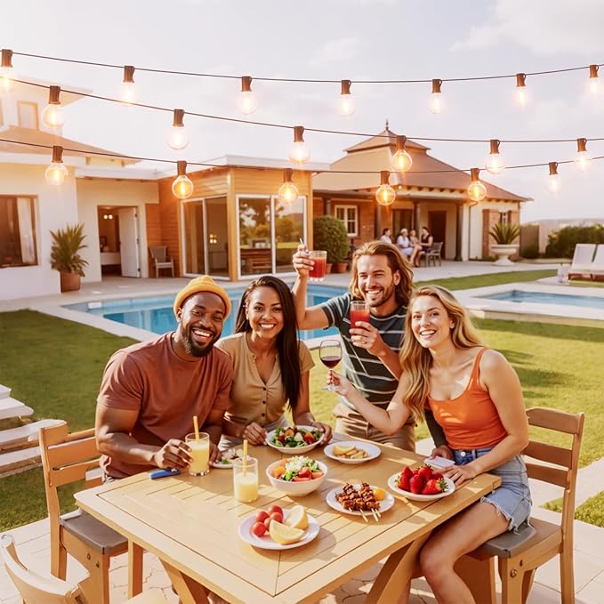 Svater Outdoor String Lights LED 25 FT, Patio Globe Lights with 13 Plastic G40 Bulbs, Waterproof Dimmable Outside | Lumora