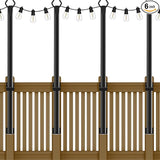 5 Ft String Light Poles 4 Pack, String Light Poles for Outside with Fixing Clips,Hanging Light Poles for Deck Fence | Lumora
