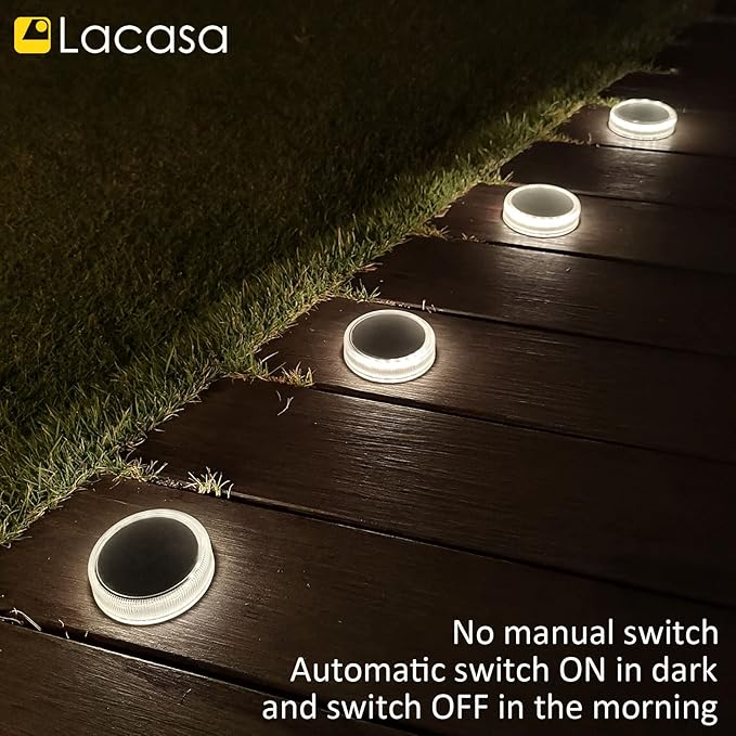 Lacasa Solar Deck Lights Outdoor Waterproof LED Solar Step Lights Driveway Lights, White 4000K, for Garden Yard | Lumora