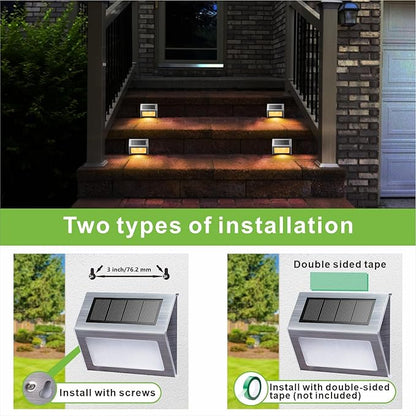 XLUX Solar Lights for Steps Decks Pathway Yard Stairs Fences, LED lamp, Outdoor Waterproof, Warm Light, 2 Pack