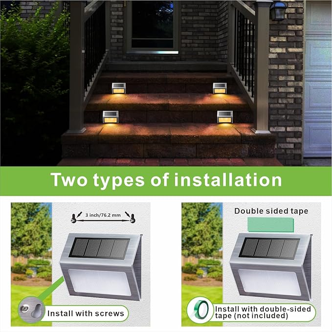 XLUX Solar Lights for Steps Decks Pathway Yard Stairs Fences, LED lamp, Outdoor Waterproof, Warm Light, 6 Pack | Lumora