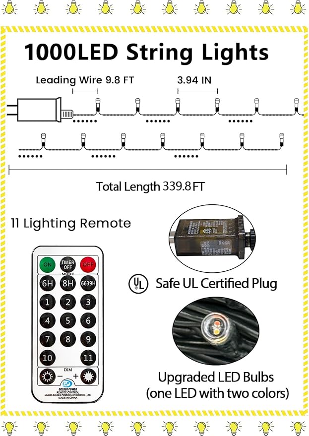 1000 LED 330 FT Color Changing Christmas Lights with 11 Lighting Modes, Fairy String Lights with Remote, Timer & | Lumora