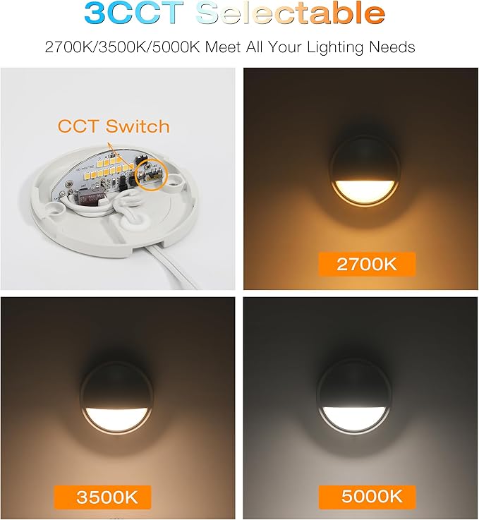 CLOUDY BAY [12 Pack] 3CCT Low Voltage LED Deck Lights Outdoor,2700K/3500K/5000K Selectable,Landscape Step Stair | Lumora