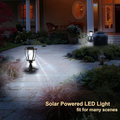 Kendal Solar Post Lights Outdoor, Waterproof Fence Solar Powered Pillar LED Light, Solar Deck Post Lights Decorations Porch Railing Patio with Clear Glass Hexagonal Base (Black)