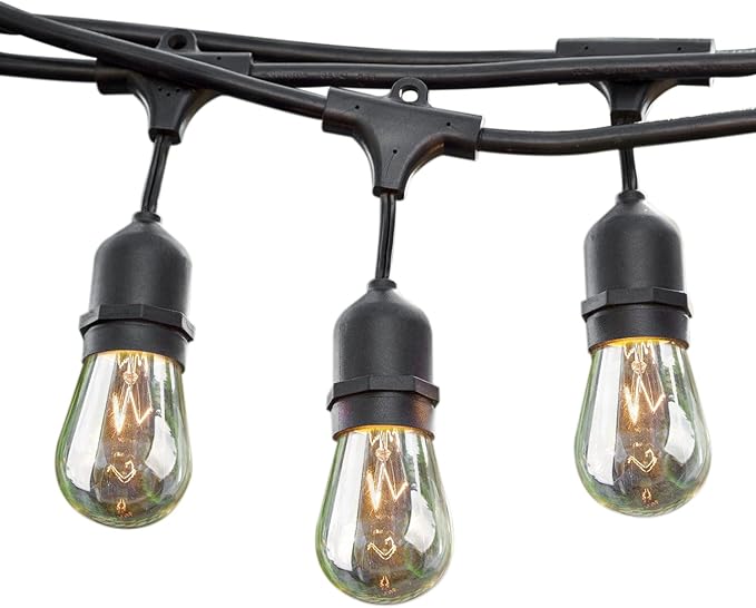 Sokani 24 ft Long Outdoor String Lights for Party Christmas Halloween Backyard Yard Cafe Deck Patio Porch Garden Tree Decor w/12 Sockets 14 Hanging Bulbs 2 Spare,Linkable Weatherproof Commercial Grade
