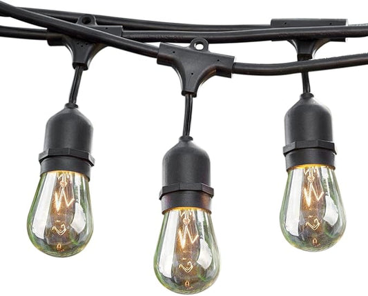 Sokani 24 ft Long Outdoor String Lights for Party Christmas Halloween Backyard Yard Cafe Deck Patio Porch Garden Tree Decor w/12 Sockets 14 Hanging Bulbs 2 Spare,Linkable Weatherproof Commercial Grade