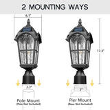 Emliviar 2 Pack Waterproof Solar Post Lamps in Black Finish for Pathway, 17.3'' Dusk to Dawn Garden Patio Post | Lumora