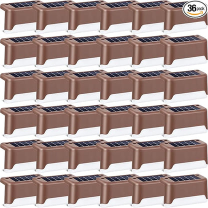 Tuanse 36 Pieces Solar Deck Lights Outdoor Solar Step Waterproof Led Lights for Outdoor Stairs, Step, Fence, Yard, Patio, Railing, Garden and Pathway(Warm White)