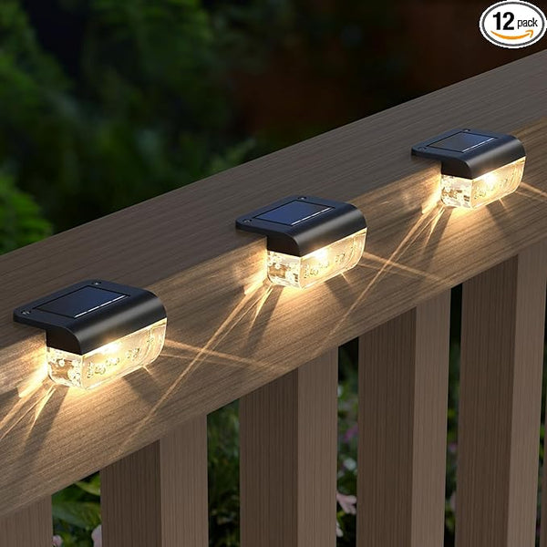 Solar Deck Lights 12 Pack, Solar Lights Outdoor Waterproof for Outside, Stairs, Step, Fence, Yard, Garden, Patio | Lumora