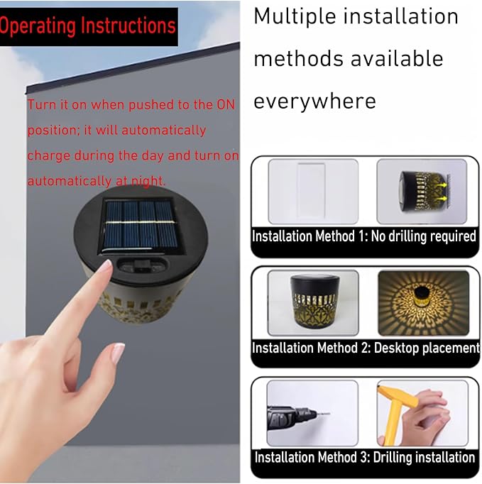 Decorative Solar Mandala Lights, Metal Solar Powered Outdoor Deck Step Wall Lights, Mandala Theme Waterproof Fence Light for Garden Post Patio Backyard Yard, Waterproof and Windproof (2set)