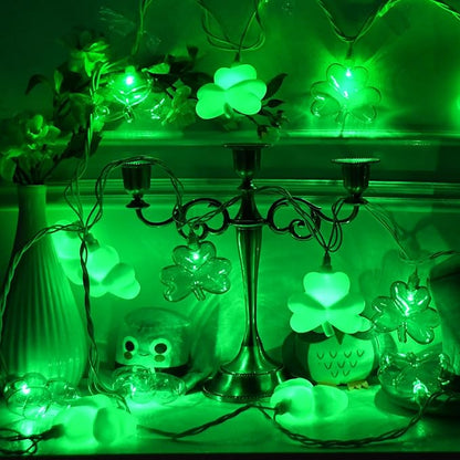 8.5Ft Shamrock String Lights, St Patrick's Day Decorations Light with 10 LED Green Lucky Clover Lights Outdoor Waterproof, UL Certified for Home Garden St. Patrick's Day Party Decorations, White Wire