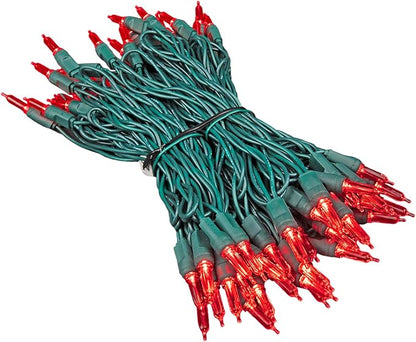Novelty Lights Vintage Style T5 Red LED Christmas Lights, 35 Feet Green Wire String of 70 Mini Bulbs, UL Listed Indoor/Outdoor Tree Lighting