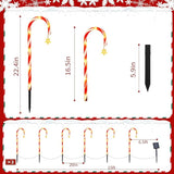 22" Candy Cane Lights Outdoor Pathway 2PK 12 PCS Candy Cane Christmas Decorations 8 Modes Solar Candy Cane Lights | Lumora