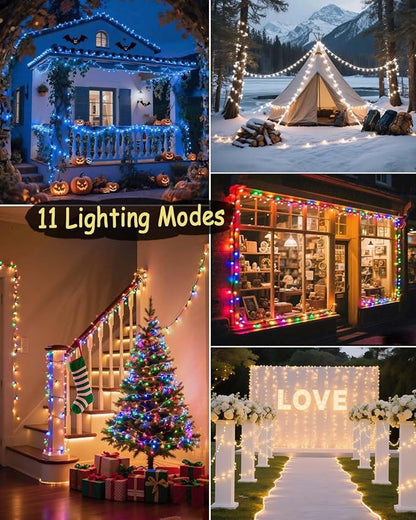 580 LED String Lights, 196FT Indoor Outdoor Fairy Lights, Waterproof Twinkle Christmas Decorations Lights with Remote for Bedroom Outside Tree Garden Halloween Patio Camping Wedding Party Decor