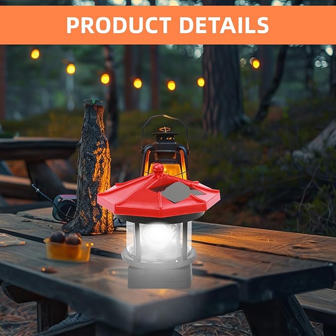 Uonlytech Solar LED Lighthouse Waterproof Landscape Lamp Garden Lamp for Outdoor Lawn Patio Pond Ornament Decoration Red