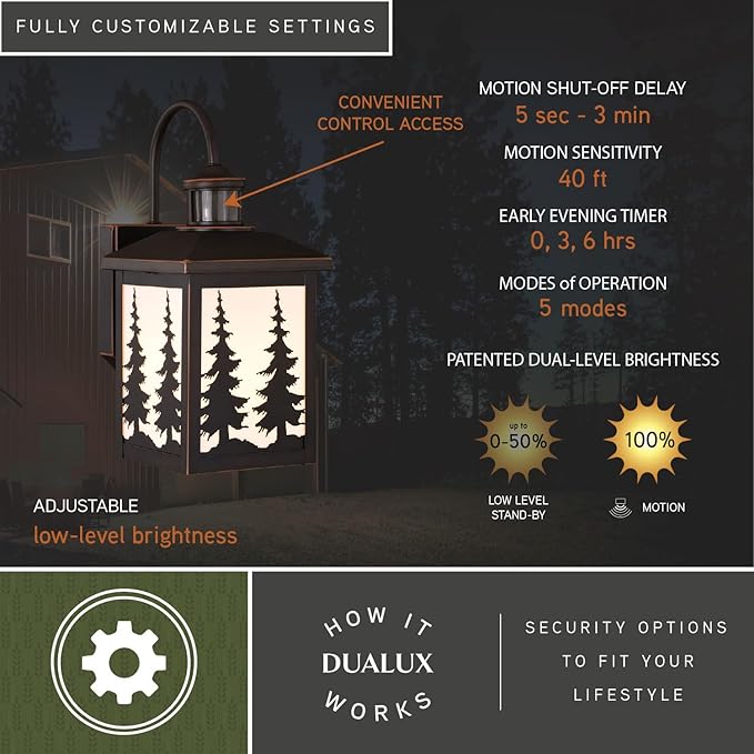 VAXCEL Yosemite Bronze Motion Sensor Dusk to Dawn Rustic Outdoor Wall Light White Glass | Lumora