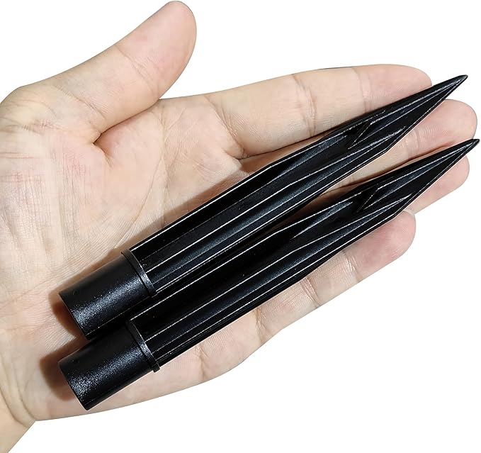 MECCANIXITY Solar Light Spikes,18x150mm Ground Stakes for Garden Pathway Landscape Lamps, ABS Plastic Black, Pack of 4