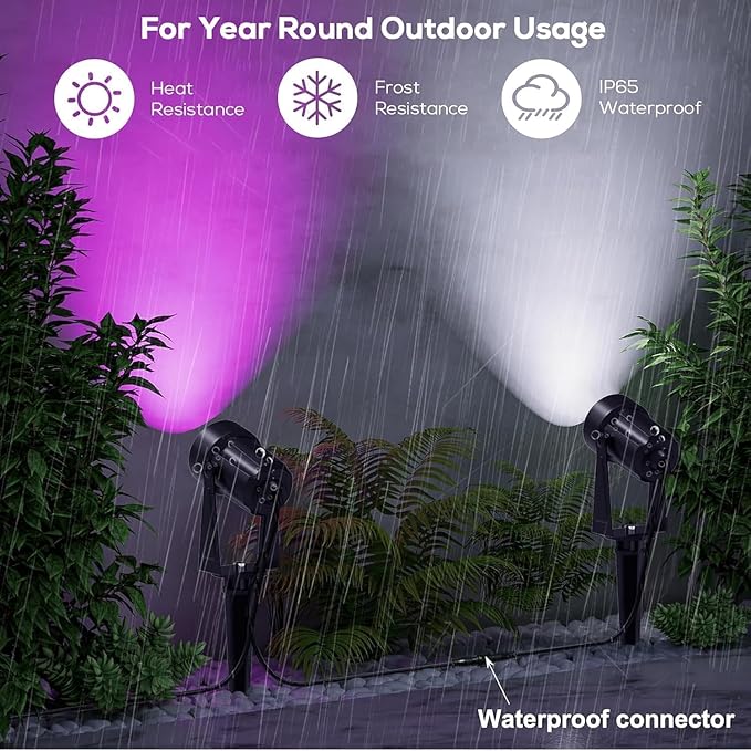 SUNTHIN Outdoor Landscape Lighting with Remote, RGBW Color Changing Spot Uplights, 16 Pack | Lumora