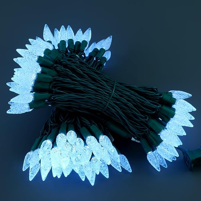 140 Cool White Strawberry One-Piece LED Christmas Lights, Pack of 2 Strands 70 Count 36 ft, High Waterproof UL | Lumora