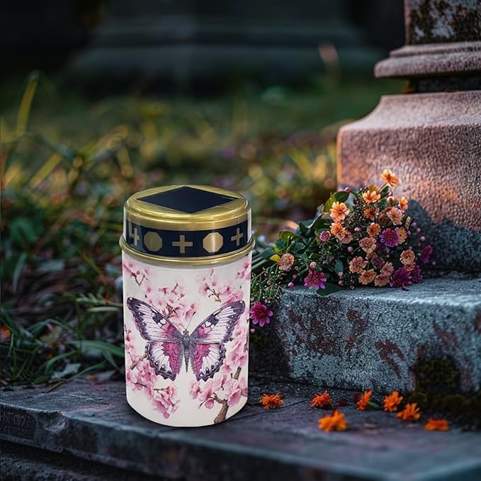 Butterfly Cherry Blossom Solar Powered Cemetery Memorial Light,Cemetery Decorations for - Outdoor Path Light | Lumora