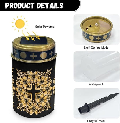 Solar Garden Lights for Cemetery Solar Lights Outdoor Garden, Cross Eternal Lights for Cemetery Grave Decorations
