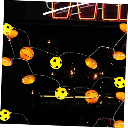 PRETYZOOM LED Sports Ball String Lights Decorative Light String for Home Patio Wedding for Sports Themed Atmosphere Battery Operated with Balls