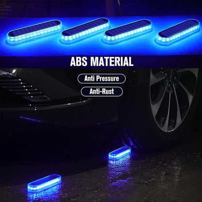 YiLaie Blue Solar Lights for Outside Auto ON/Off, Small Stick on Solar Strip Lights Outdoor Waterproof for Stair Boat Dock Driveway Deck Solar Powered (8 Pack)