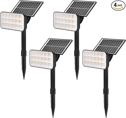 Solar Spot Lights Outdoor, 72 LEDs Landscape Lighting with 3 Lighting Modes and Auto On/Off, 360° Adjustable IP65 Waterproof Solar Powered Landscape Lights for Yard, Garden, Pathway, 4 Pack