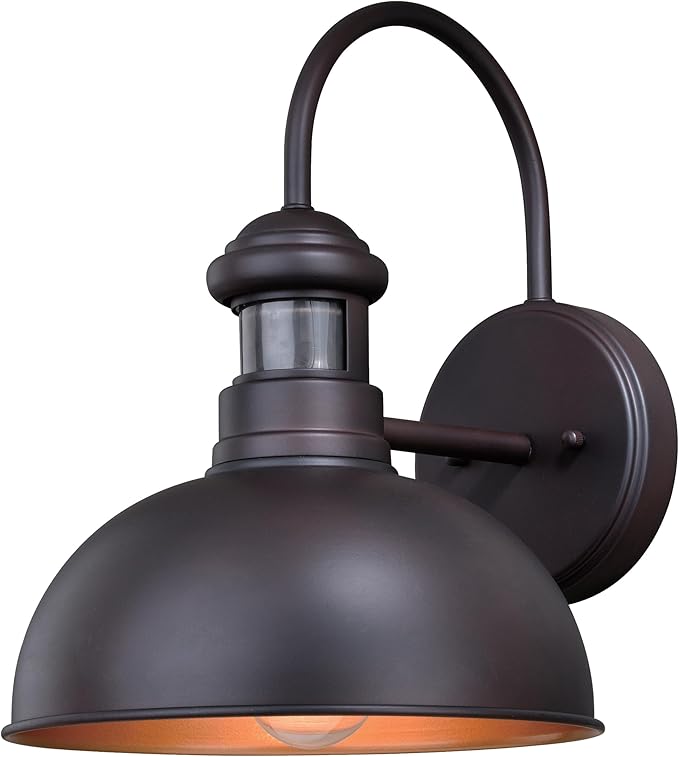 VAXCEL Franklin Bronze Motion Sensor Dusk to Dawn Farmhouse Barn Dark Sky Outdoor Wall Light