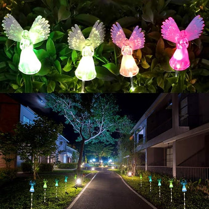Qualife Solar Angel Lights Outdoor, Garden Gifts for Housewarming Mom Women,Solar Powered Decorative Lights for Garden Yard Patio, Cemetery Grave Decoration, 2 Pack.