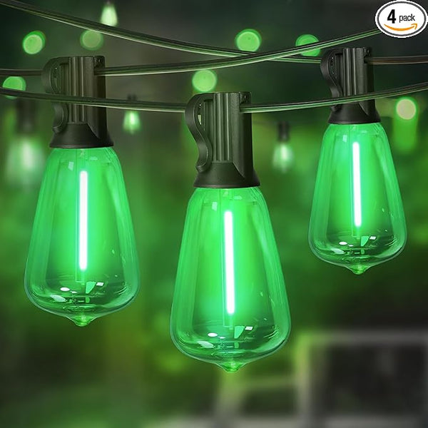 LAMPHOME 4-Pack 26Ft ST38 Green St Patrick's Day Patio Lights，Outdoor String Light with 12+1 Shatterproof LED | Lumora