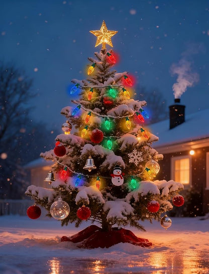 C9 Christmas Lights Outdoor, 26FT 50 LED Waterproof Connectable String Lights for Christmas Tree Roofline Holiday Party Indoor Outdoor Garden Patio Backyard Cafe Xmas Decoration (Multi-Colored)