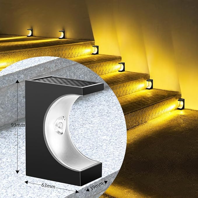 Solar Step Lights 6 Pack, Stair Lights Outdoor Waterproof, LED Step for Outside, Outdoor Solar Powered Step Lighting for Patio Decor, Deck, Porch, Front Door, Walkway (Warm White)