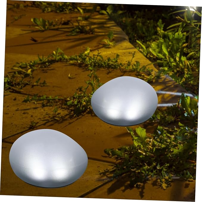 DOITOOL Solar Pebble Ground Light Outdoor Solar Garden Lamp with White Light Weatherproof Decorative Lighting for Pathways Flower Beds and Ambiance Intelligent