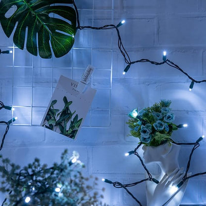 YULETIME Cool White One-Piece Wide Angle Christmas Lights 140 Count 48 Feet, 2 Sets 70 LED 24 ft High Waterproof 5mm UL Certified String Light (Cool White)